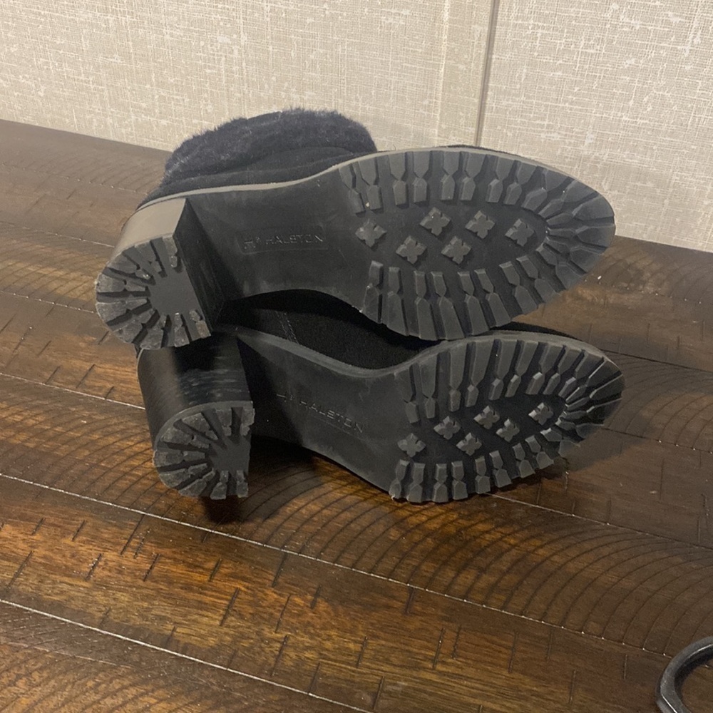 Halston Black Suede Faux Fur Boots - Picture 8 of 9